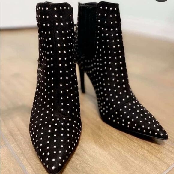 Shoes - Black Boots with Stud Detail